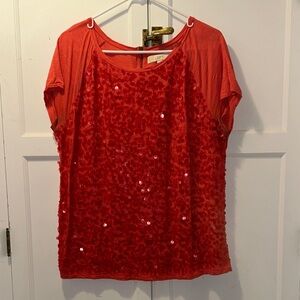 LOFT Coral Sequin Women's Top